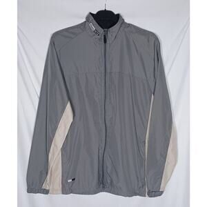 illumiNITE Men's XL Reflective Running Jacket Gray Tan Vented Performance